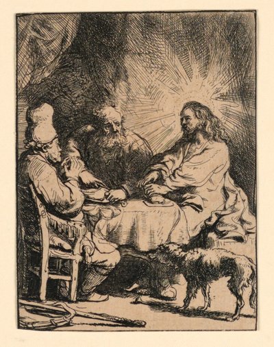 エマオのキリスト：小さな皿 作： Rembrandt van Rijn