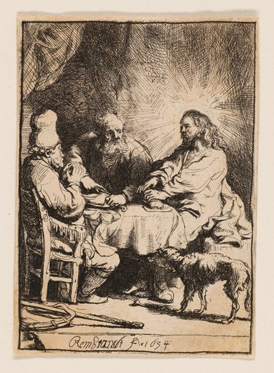 エマオのキリスト：小さな皿 作： Rembrandt van Rijn