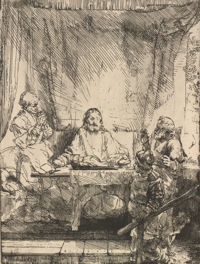 エマオのキリスト：大皿、1654年。 作： Rembrandt van Rijn