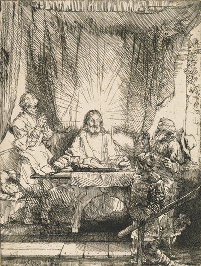 エマオのキリスト：大皿、1654年。 作： Rembrandt van Rijn