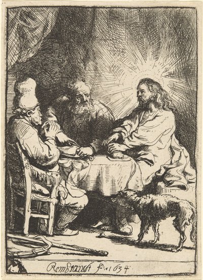 エマオのキリスト：小さな皿 作： Rembrandt van Rijn