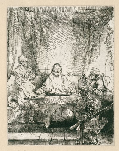 エマオのキリスト：大きな皿 作： Rembrandt van Rijn