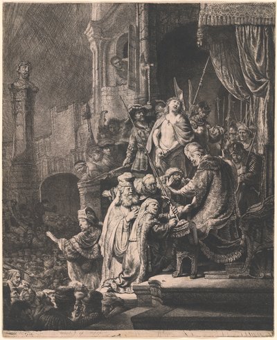 ピラトの前のキリスト：大皿 作： Rembrandt van Rijn