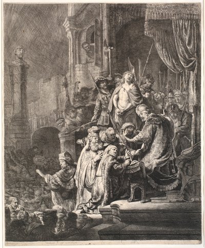ピラトの前のイエス: 大皿 作： Rembrandt van Rijn
