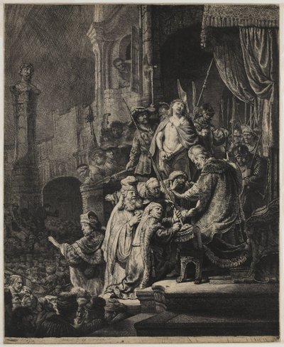 ピラトの前のキリスト: 大皿 作： Rembrandt van Rijn