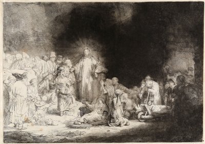 病人を癒すキリストザハンドレッドギルダープリント 作： Rembrandt van Rijn