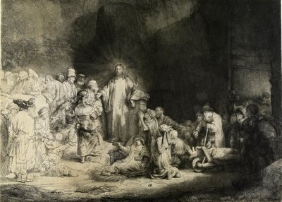病人を癒すキリスト：「百ギルダープリント」、c1649 作： Rembrandt van Rijn