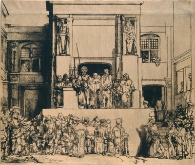 人々に贈られたキリスト：長方形のプレート、1655年 作： Rembrandt van Rijn