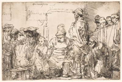 座して律法学者たちと論じ合うキリスト 作： Rembrandt van Rijn