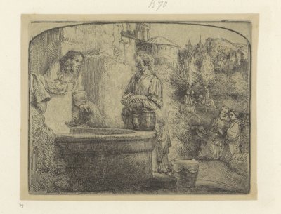 キリストとサマリヤの女 Requeil de quatre-vingt-cinq estampes originales (シリーズタイトル) 作： Rembrandt van Rijn