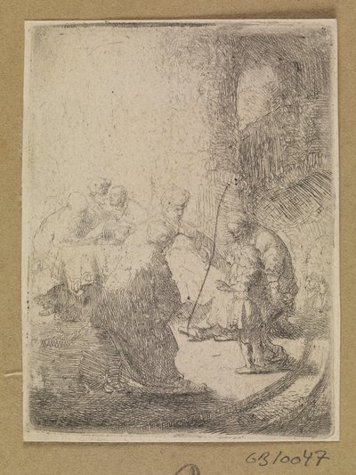 子供の頃のキリストと律法学者。 小皿 作： Rembrandt van Rijn