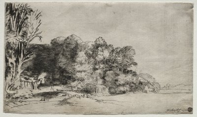 1652年のビスタと木の塊 作： Rembrandt van Rijn