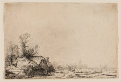 Ouderkerk を望む運河沿いのコテージ 作： Rembrandt van Rijn