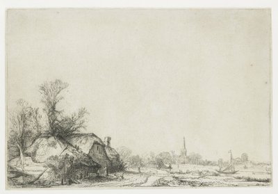 Ouderkerk を望む運河沿いのコテージ 作： Rembrandt van Rijn