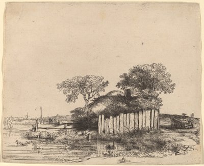 白い羽目板のあるコテージ 作： Rembrandt van Rijn