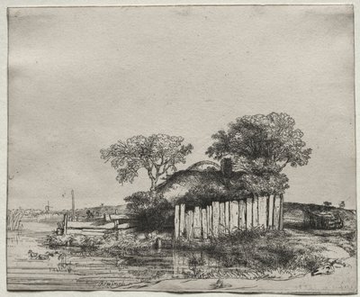 白い羽目板のあるコテージ 作： Rembrandt van Rijn