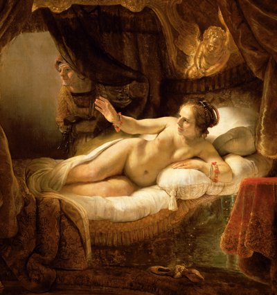 ダナエ、47569のキャンバスのディテールに1643オイル 作： Rembrandt van Rijn