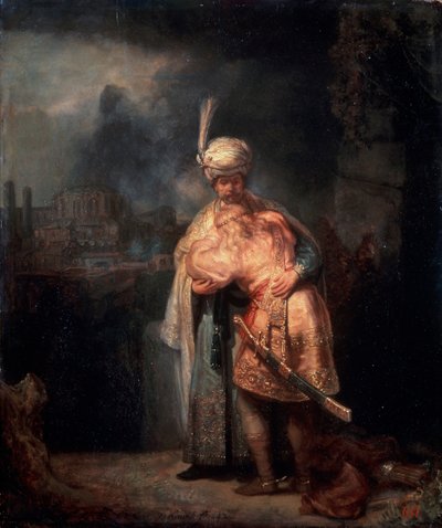 1642年、ジョナサンへのデイビッド別れ。 作： Rembrandt van Rijn