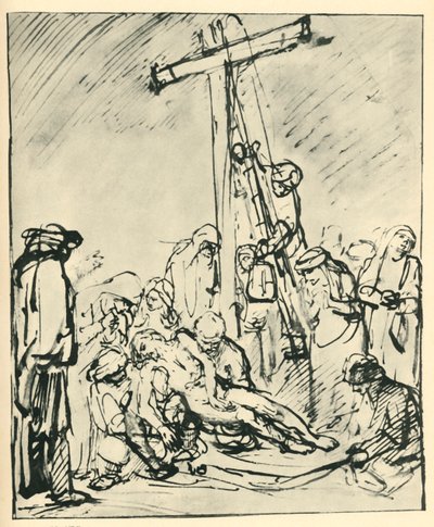 十字架からの堆積、1650年、1943年。 作： Rembrandt van Rijn