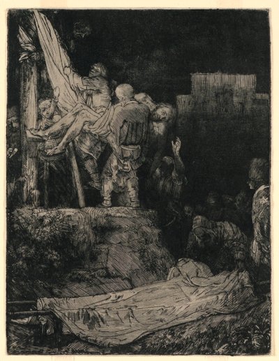 たいまつによる十字架からの降下 作： Rembrandt van Rijn