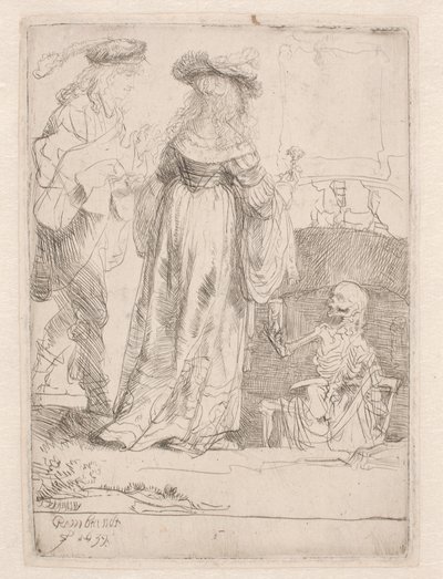 若い夫婦と死 作： Rembrandt van Rijn