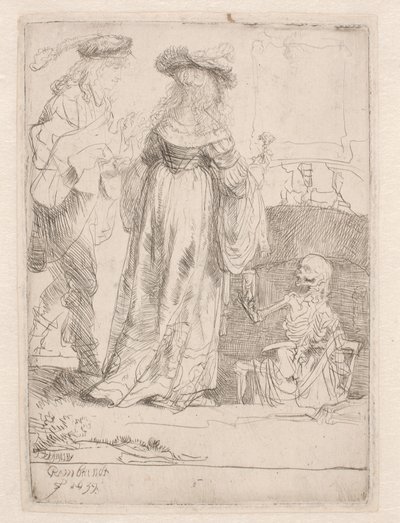 若い夫婦と死 作： Rembrandt van Rijn