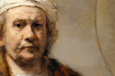 オランダの画家レンブラント・ファン・レインの自画像の詳細、c1665 作： Rembrandt van Rijn