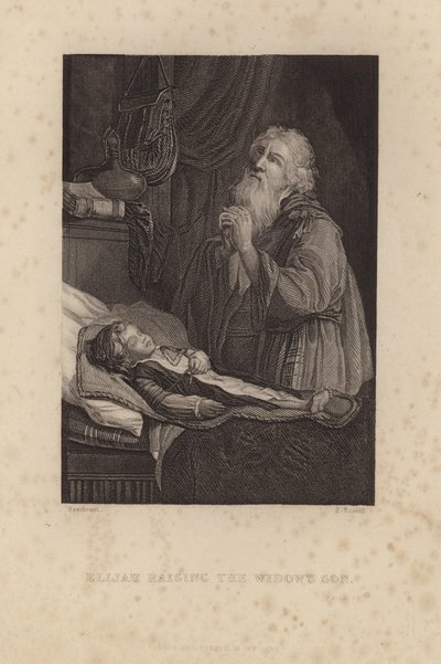 未亡人の息子を育てるエリヤ 作： Rembrandt van Rijn