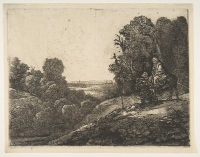 エジプトへの飛行：ヘラクレスセガースによってトビアスと天使から変更されました。 1653年。 作： Rembrandt van Rijn