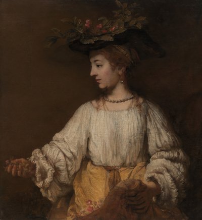 フローラ、ca。 1654年。 作： Rembrandt van Rijn