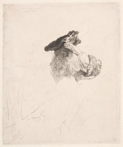 手で目を覆う老人 作： Rembrandt van Rijn