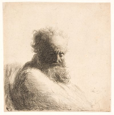 ひげを生やした老人。 バスト 作： Rembrandt van Rijn