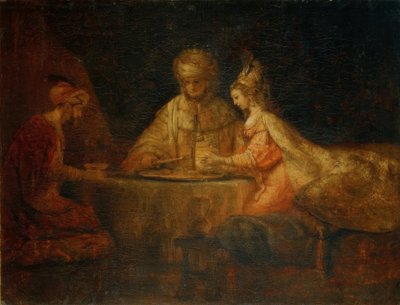 エスターのアハスバーとハマンとの宴会 作： Rembrandt van Rijn