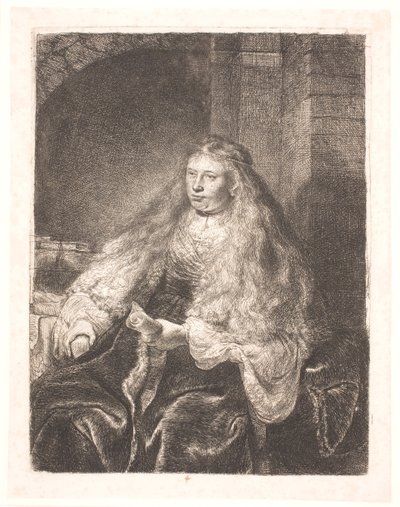 肩に髪を垂らした少女（「偉大なユダヤ人の花嫁」） 作： Rembrandt van Rijn