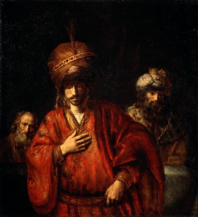 ハマンは彼の運命を認める1665年、デビッドとウリヤ。 作： Rembrandt van Rijn