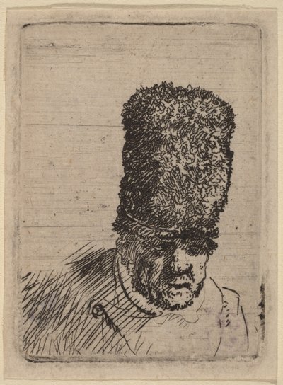 毛皮の帽子をかぶった老人の頭部 作： Rembrandt van Rijn
