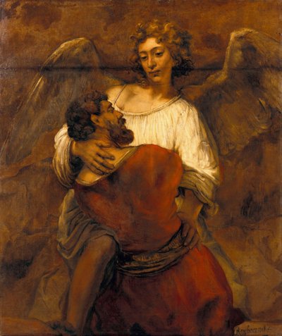 天使とのジェイコブレスリング、1659年頃 作： Rembrandt van Rijn