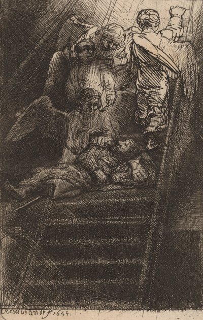 ヤコブのはしご、1655 年。 作： Rembrandt van Rijn