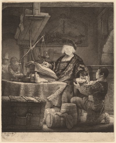 ヤン・ウイテンボガート「黄金の秤」 作： Rembrandt van Rijn