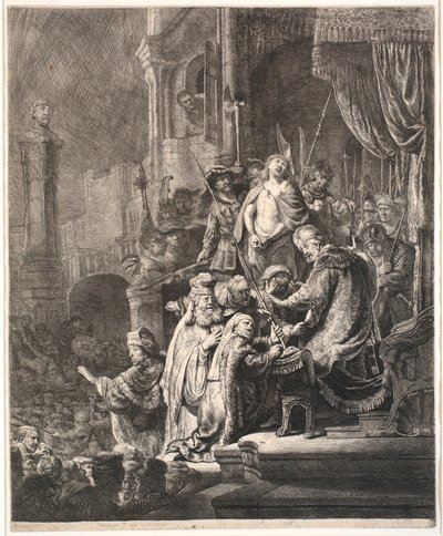 ピラトの前のイエス: 大皿 作： Rembrandt van Rijn
