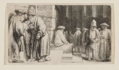 シナゴーグにいるユダヤ人たち 作： Rembrandt van Rijn