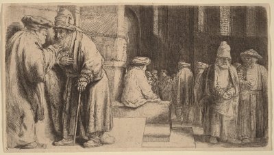 シナゴーグにいるユダヤ人たち 作： Rembrandt van Rijn