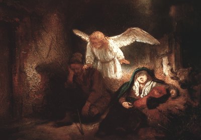 ベツレヘムの厩舎でのジョセフの夢、1645 作： Rembrandt van Rijn
