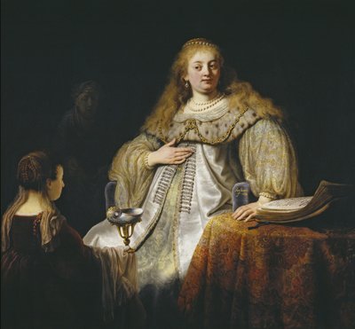 ホロフェルネスの宴会でのジュディス、1634 作： Rembrandt van Rijn