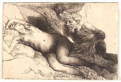 木星とアンティオペ：より大きなプレート 作： Rembrandt van Rijn