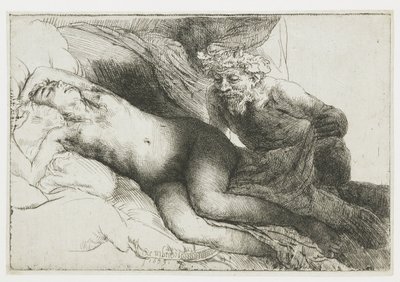 木星とアンティオペ：より大きなプレート 作： Rembrandt van Rijn