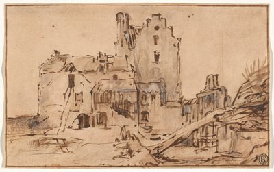 朽ち果てたコストヴァローレン城 作： Rembrandt van Rijn