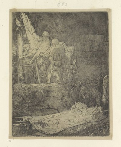 たいまつによる横断降下 Requeil de quatre-vingt-cinq estampes originales (シリーズタイトル) 作： Rembrandt van Rijn