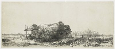コテージと干し草の納屋のある風景 コテージと干し草の納屋のある風景: 長方形 作： Rembrandt van Rijn