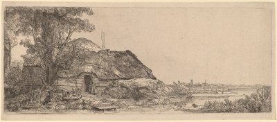 コテージと大木のある風景 作： Rembrandt van Rijn
